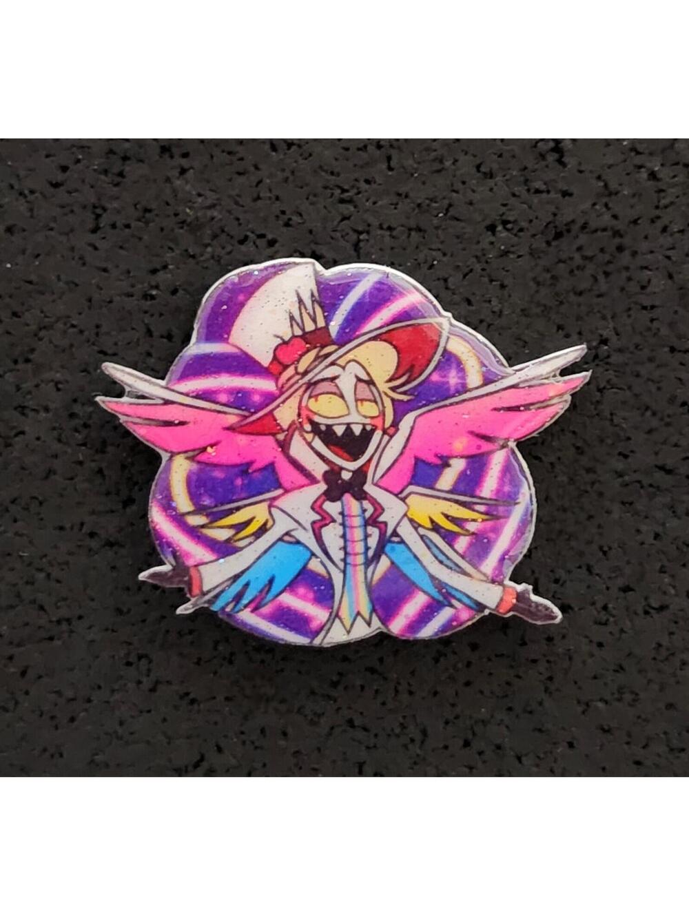Lucifer Pride Month glitter pin  - Hazbin Hotel
